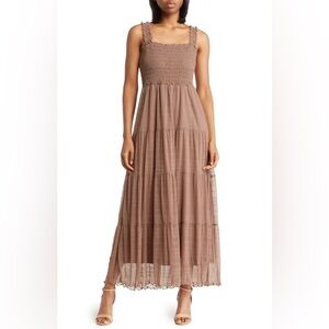Max Studio Brown Stretch Lace Sundress XS